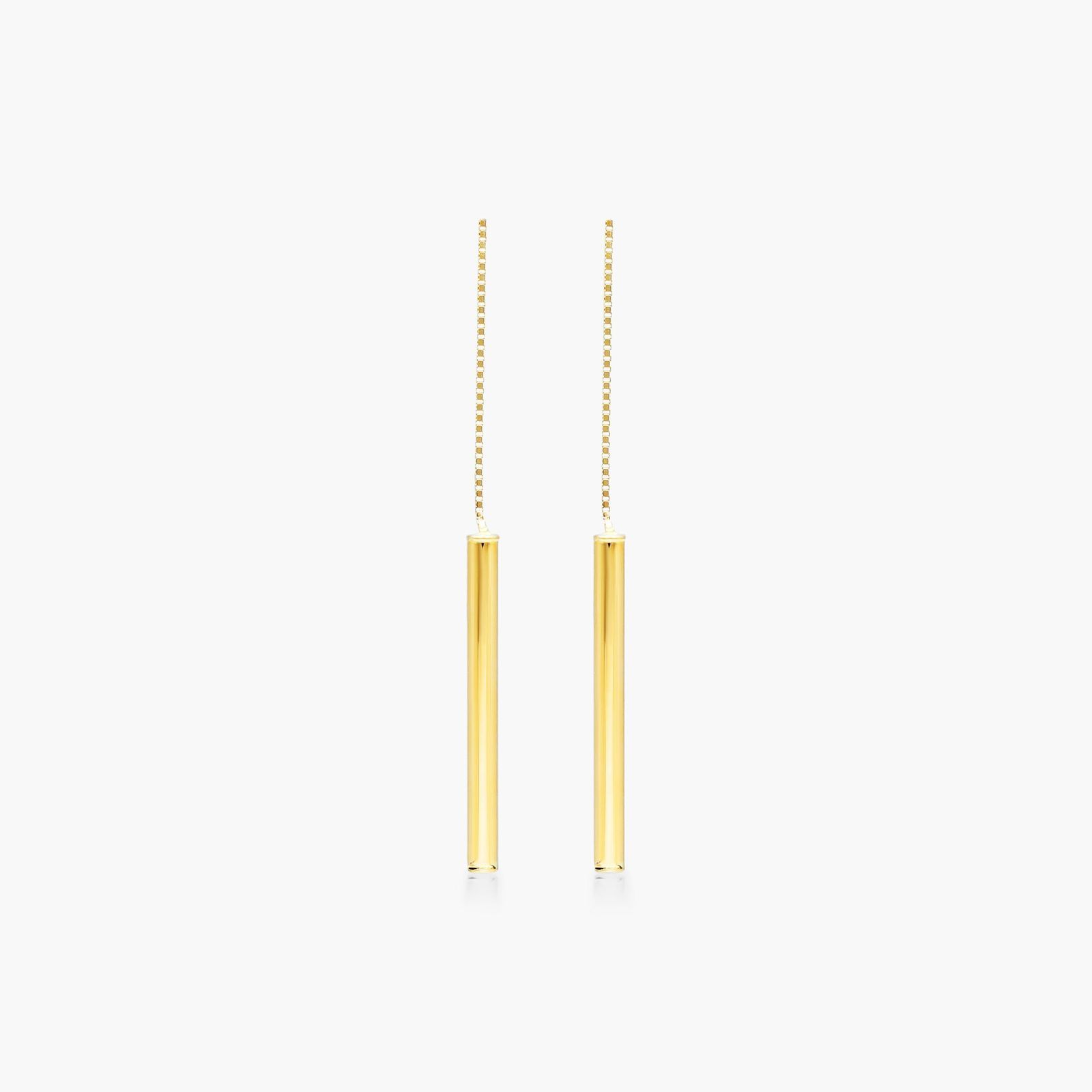 Bar Threader Earrings In 14K Yellow Gold