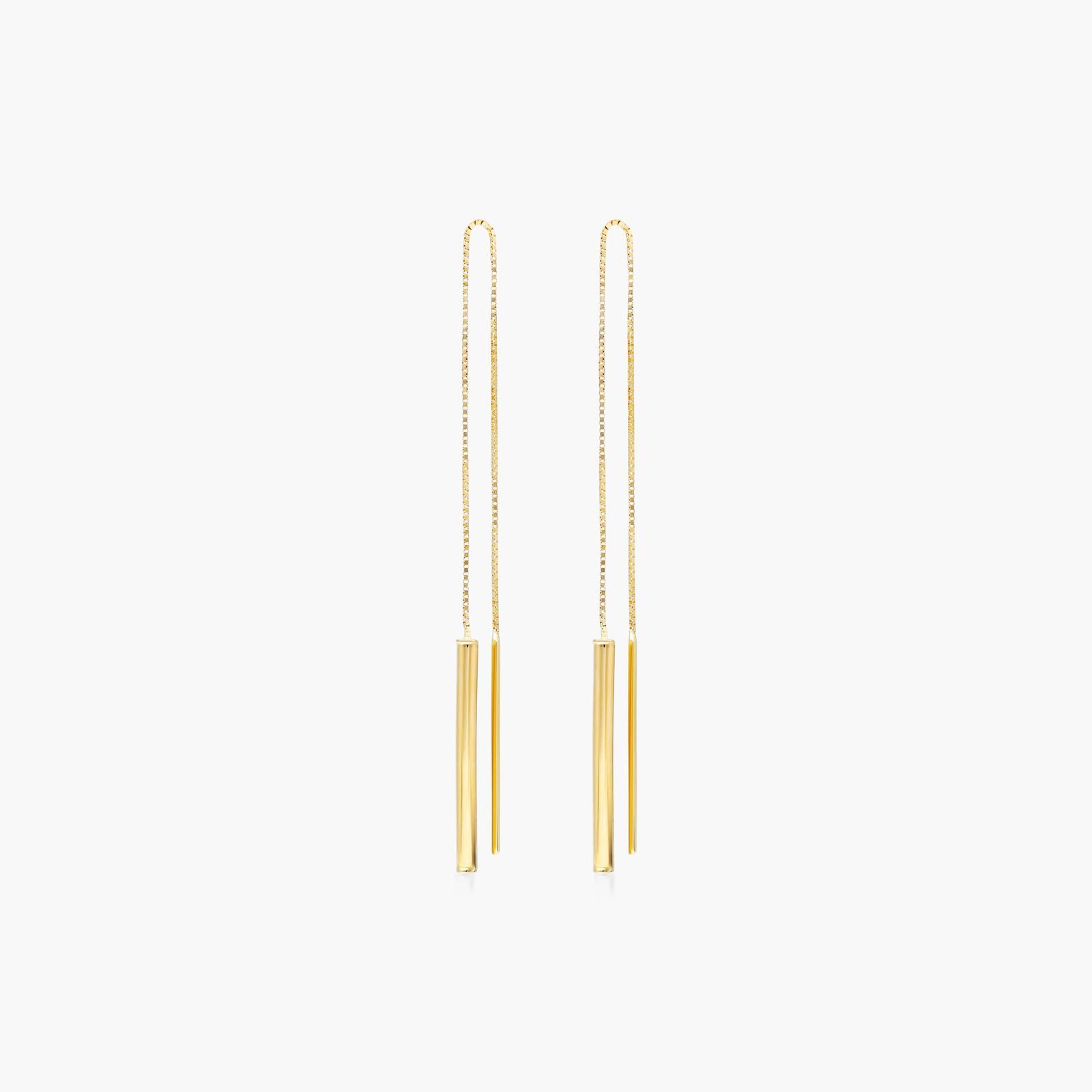Bar Threader Earrings In 14K Yellow Gold