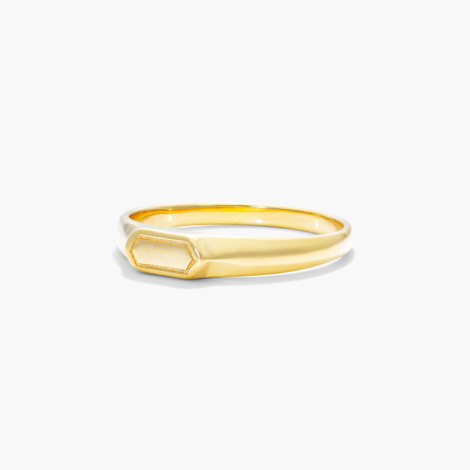 Hexagon Signet Ring In 14K Yellow Gold