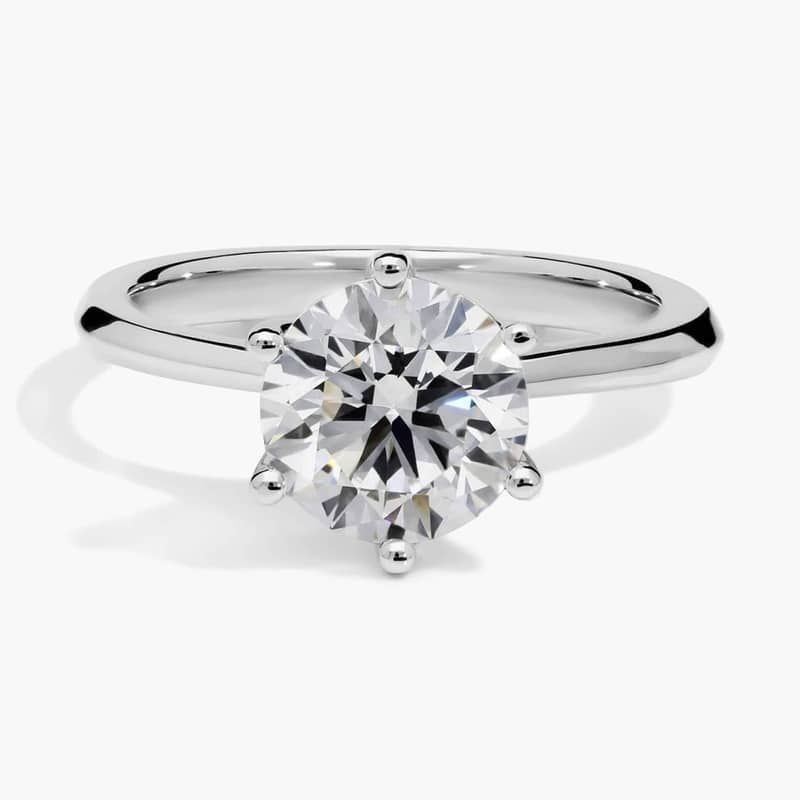 2 CT. GIA Certified Round Lab Created Diamond Petite Nouveau Six-Prong Solitaire Engagement Ring in 14k White Gold