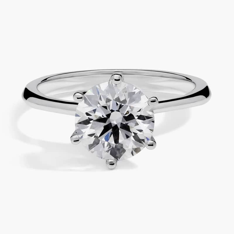 2 CT. GIA Certified Round Lab Created Diamond Petite Nouveau Six-Prong Solitaire Engagement Ring in 14k White Gold