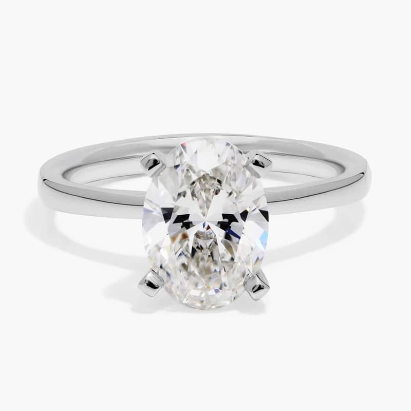 2 CT. GIA Certified Oval Lab Created Diamond Petite Solitaire Engagement Ring in Platinum