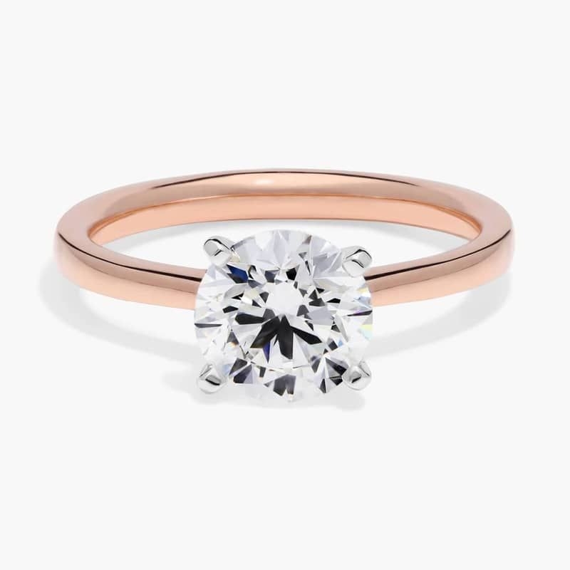 1 1/2 CT. GIA Certified Round Lab Created Diamond Petite Solitaire Engagement Ring in 14k Rose Gold