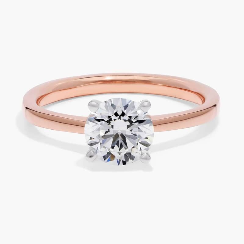 1 CT. GIA Certified Round Lab Created Diamond Petite Solitaire Engagement Ring in 14k Rose Gold