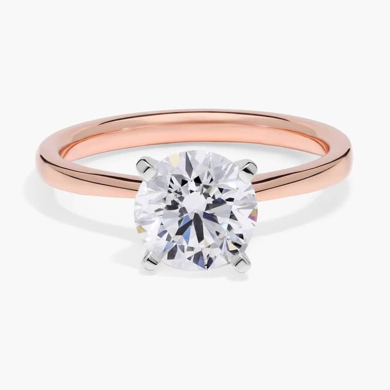 1 1/2 CT. GIA Certified Round Lab Created Diamond Petite Solitaire Engagement Ring in 14k Rose Gold