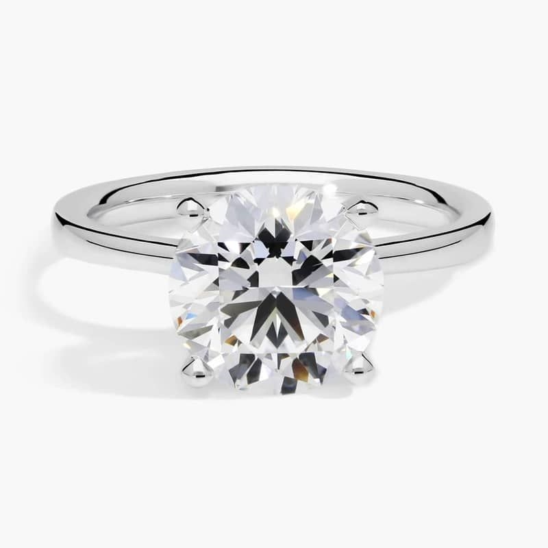 3 CT. GIA Certified Round Lab Created Diamond Petite Solitaire Engagement Ring in 14k White Gold
