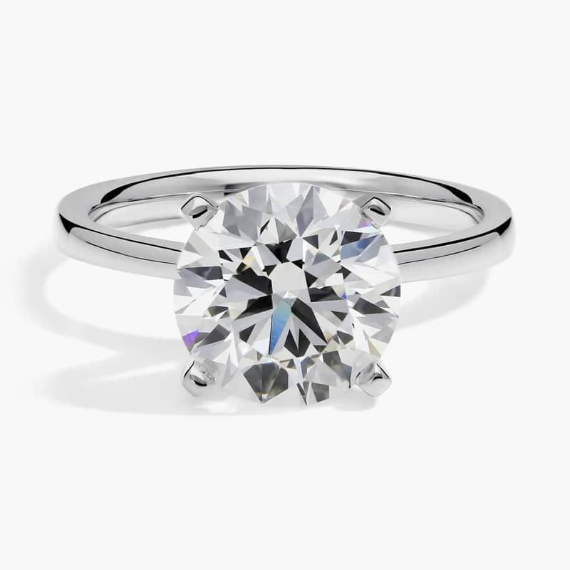 3 CT. GIA Certified Round Lab Created Diamond Petite Solitaire Engagement Ring in 14k White Gold