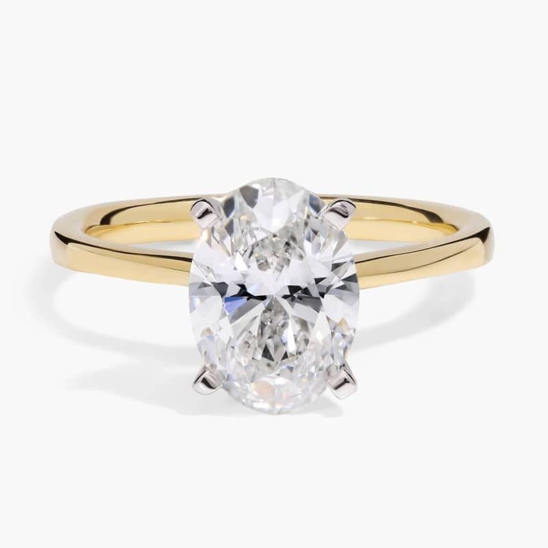 2 CT. GIA Certified Oval Lab Created Diamond Petite Solitaire Engagement Ring in 14k Yellow Gold