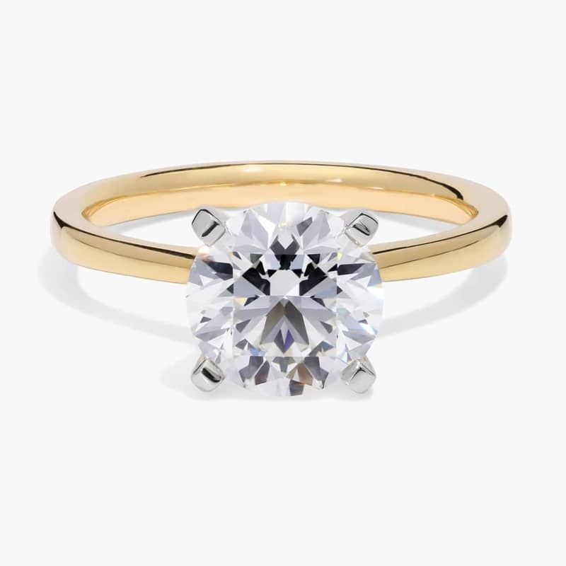2 CT. GIA Certified Round Lab Created Diamond Petite Solitaire Engagement Ring in 14k Yellow Gold
