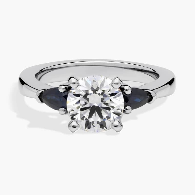 1 1/2 CT. GIA Certified Round Lab Created Diamond Classic Pear Shaped Sapphire Engagement Ring in Platinum