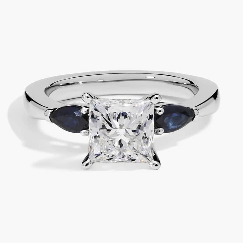 2 CT. GIA Certified Princess Lab Created Diamond Classic Pear Shaped Sapphire Engagement Ring in Platinum
