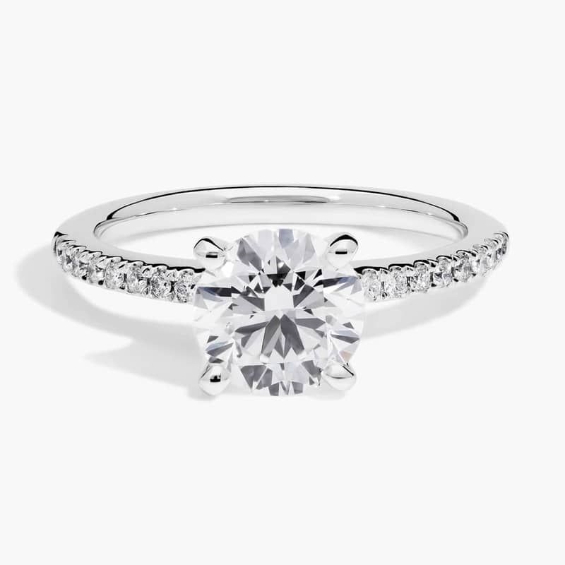 1 1/2 CT. GIA Certified Round Lab Created Diamond Riviera Pavé Diamond Engagement Ring in 14k White Gold (1/6 ct. tw.)