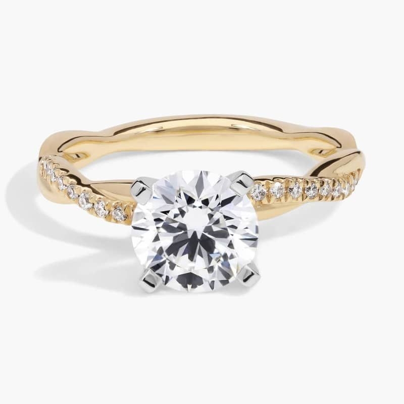 1 1/2 CT. GIA Certified Round Lab Created Diamond Petite Twist Diamond Engagement Ring in 14k Yellow Gold (1/10 ct. tw.)