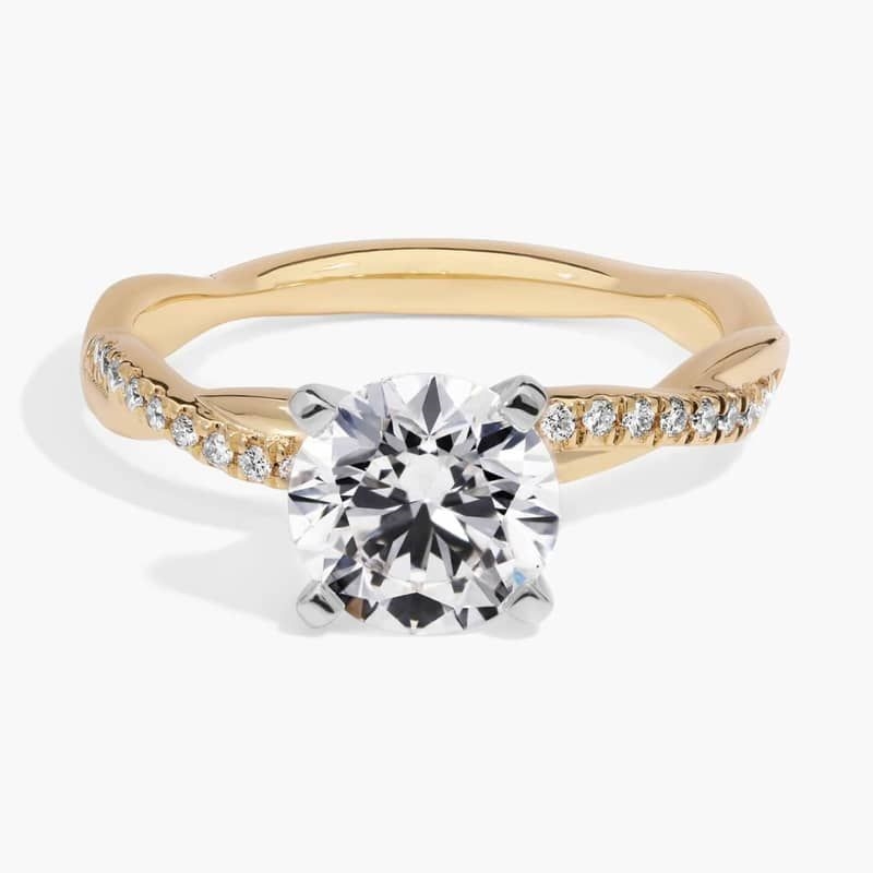 1 1/2 CT. GIA Certified Round Lab Created Diamond Petite Twist Diamond Engagement Ring in 14k Yellow Gold (1/10 ct. tw.)
