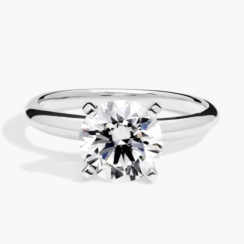 2 CT. GIA Certified Round Lab Created Diamond Classic Simple Solitaire Engagement Ring in 14k White Gold