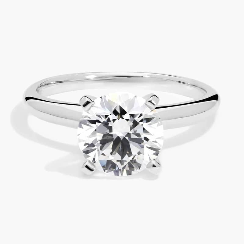 2 CT. GIA Certified Round Lab Created Diamond Classic Simple Solitaire Engagement Ring in 14k White Gold