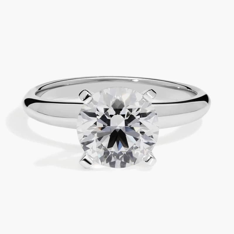 2 CT. GIA Certified Round Lab Created Diamond Classic Simple Solitaire Engagement Ring in 14k White Gold