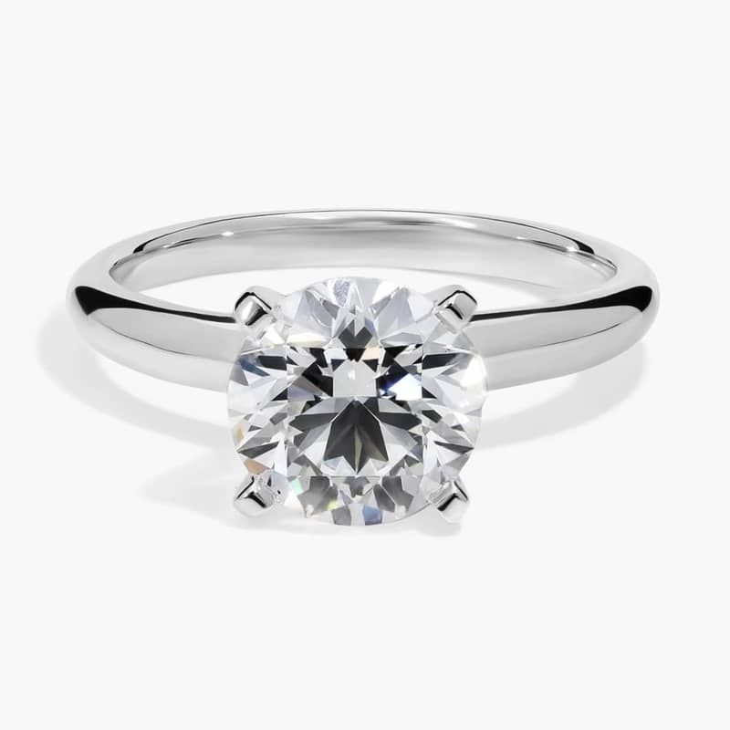 2 CT. GIA Certified Round Lab Created Diamond Classic Simple Solitaire Engagement Ring in 14k White Gold