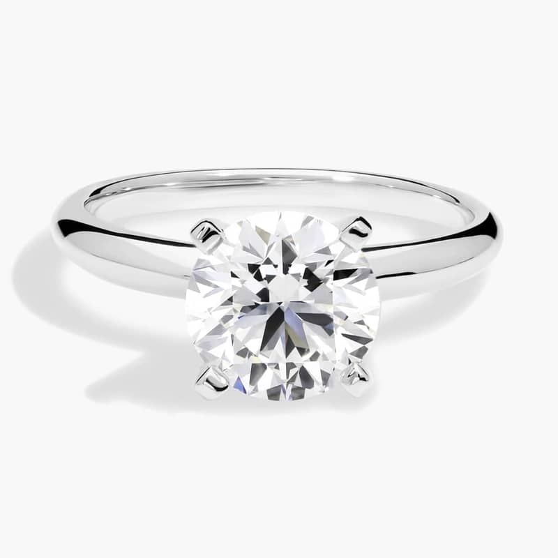 2 CT. GIA Certified Round Lab Created Diamond Classic Simple Solitaire Engagement Ring in 14k White Gold