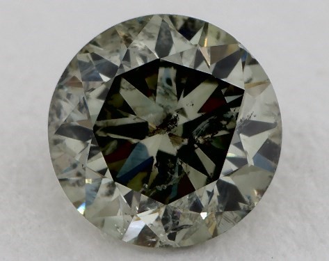 GIA 0.43 Carat Fancy Grayish Yellowish Green-CO Round Cut Diamond