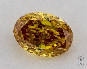 This oval cut 0.39 carat Fancy Vivid Yellow Orange color si1 clarity has a diamond grading report from GIA