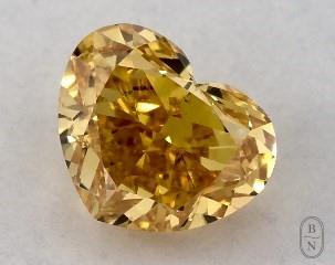 This heart shaped 0.4 carat Fancy Vivid Yellow Orange color vs2 clarity has a diamond grading report from GIA