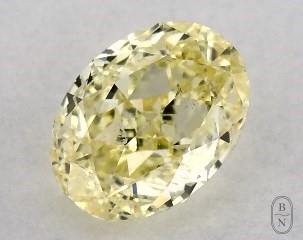 This oval cut 0.53 carat Fancy Yellow color si2 clarity has a diamond grading report from GIA