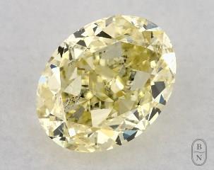 This oval cut 0.52 carat Fancy Yellow color si2 clarity has a diamond grading report from GIA