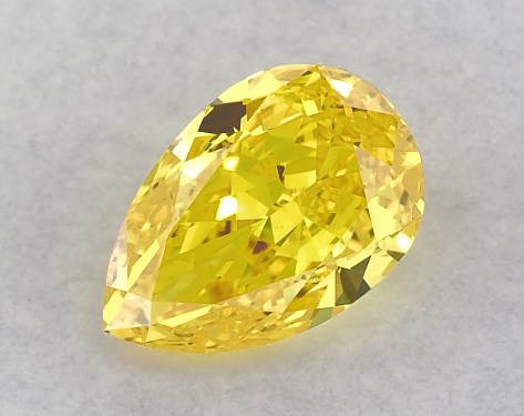 IGI 0.57 Carat Fancy Vivid Yellow-VS2 Pear Shaped Lab-Grown Diamond