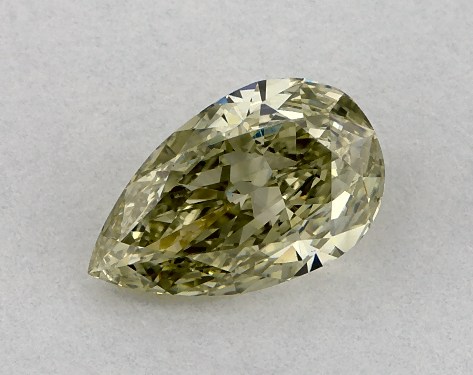 GIA 0.80 Carat Fancy Grayish Yellowish Green-VS2 Pear Shaped Diamond