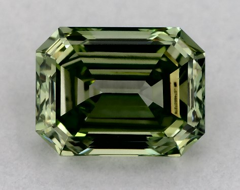 IGI 0.66 Carat Fancy Vivid Green-VS1 Emerald Cut Lab-Grown Diamond