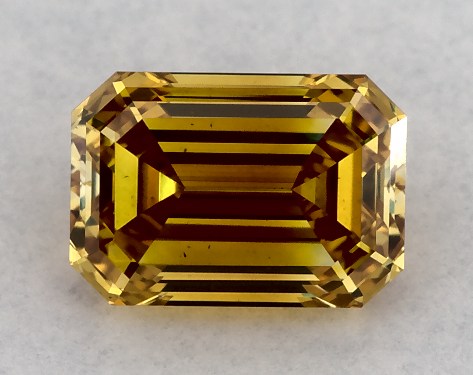 GIA 0.62 Carat Fancy Vivid Yellow Orange-VS2 Emerald Cut Diamond