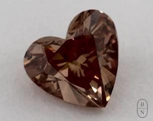 This heart shaped 0.78 carat Fancy Brown Orange color si2 clarity has a diamond grading report from GIA